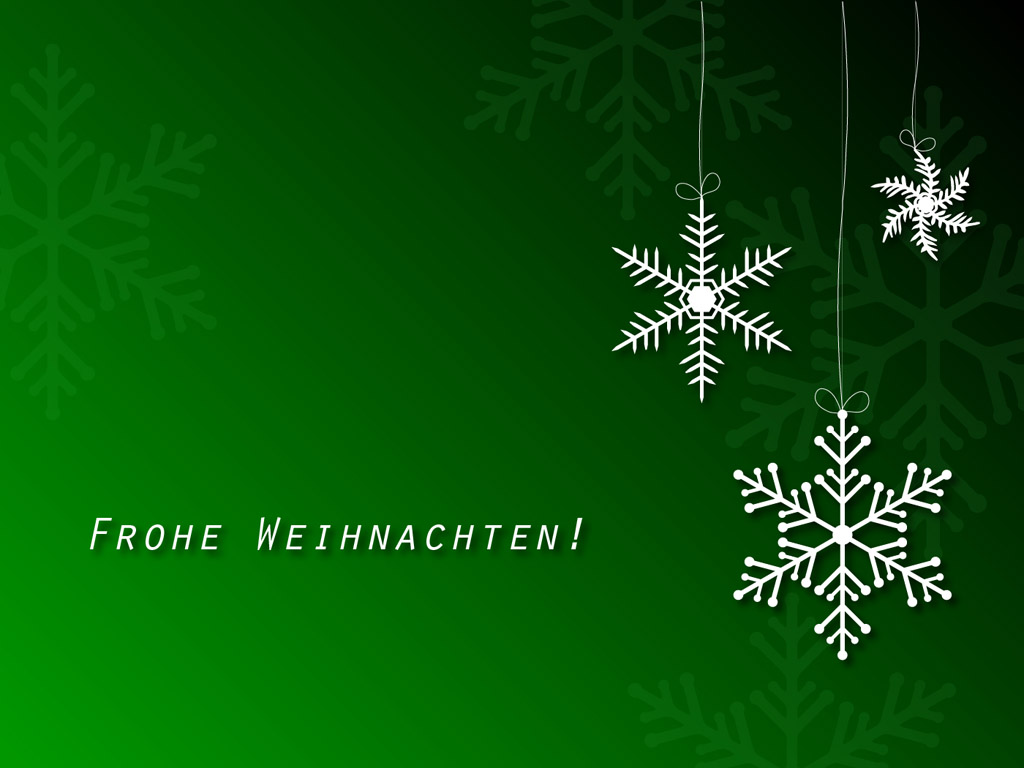 Frohe Weihnachten! - kostenloses Hintergrundbild für Weihnachten mit Schneeflocken, dunkelgrün