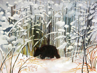 Wintermärchen - Junger Braunbär im Schnee