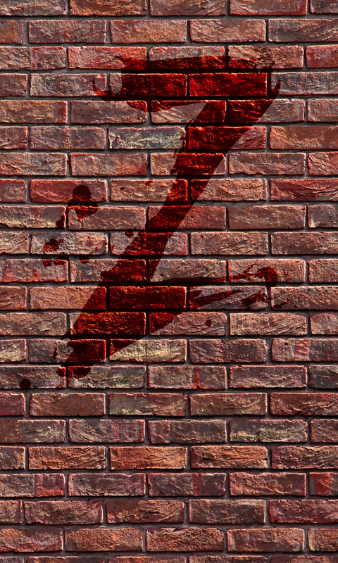 Blutiges Z an einer Backsteinmauer