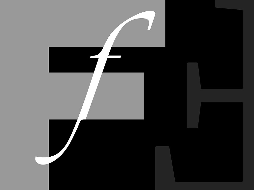 Buchstabe F - schwarz-weiss - Typografie