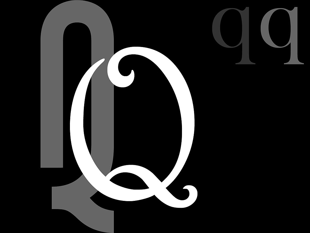 Buchstabe Q - schwarz-weiss - Typografie