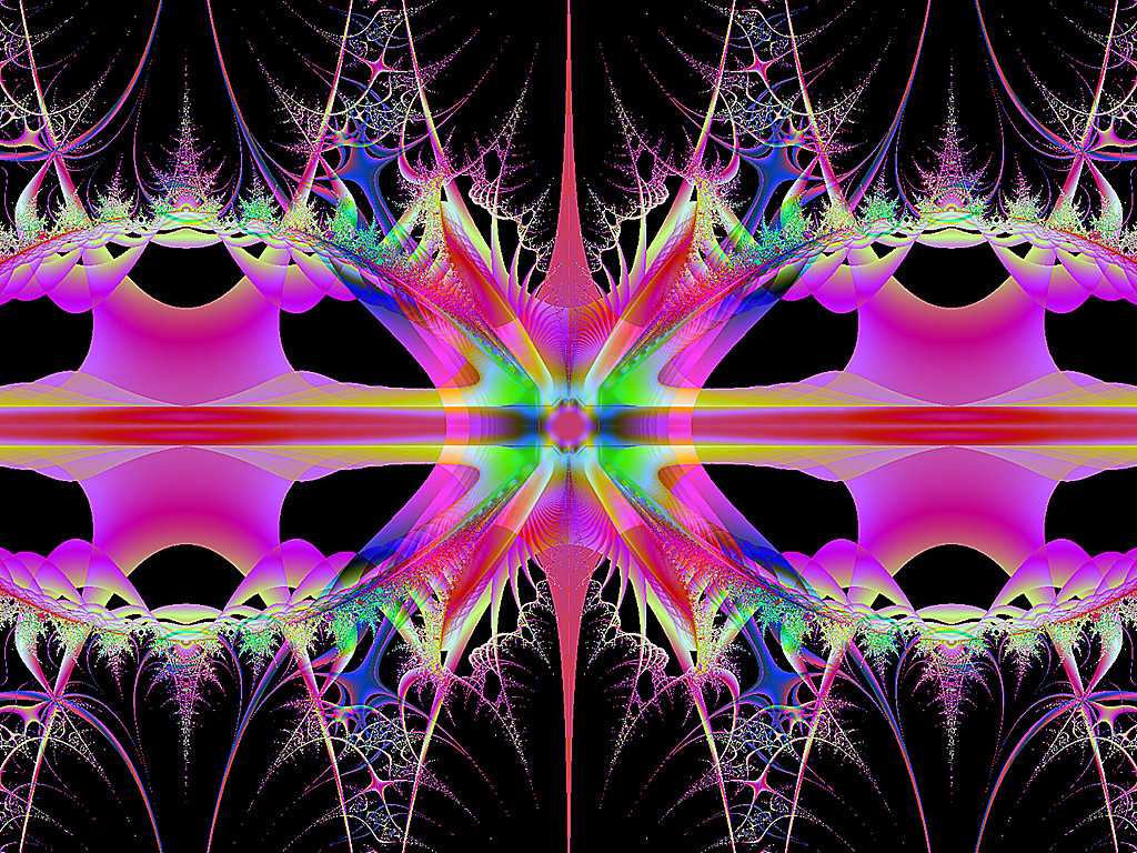 Fraktal - Kostenloses Hintergrundbild - schwarzer Hintergrund, rosa Strahlen