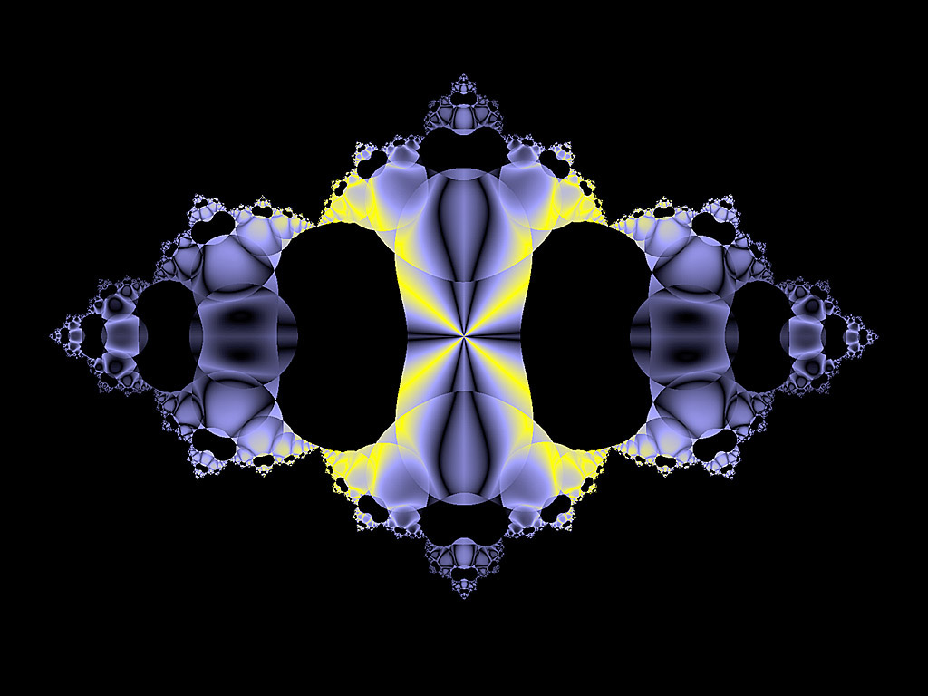 Fraktal - Kostenloses Hintergrundbild - schwarzer Hintergrund, blauer Muster mit gelben Strahlen