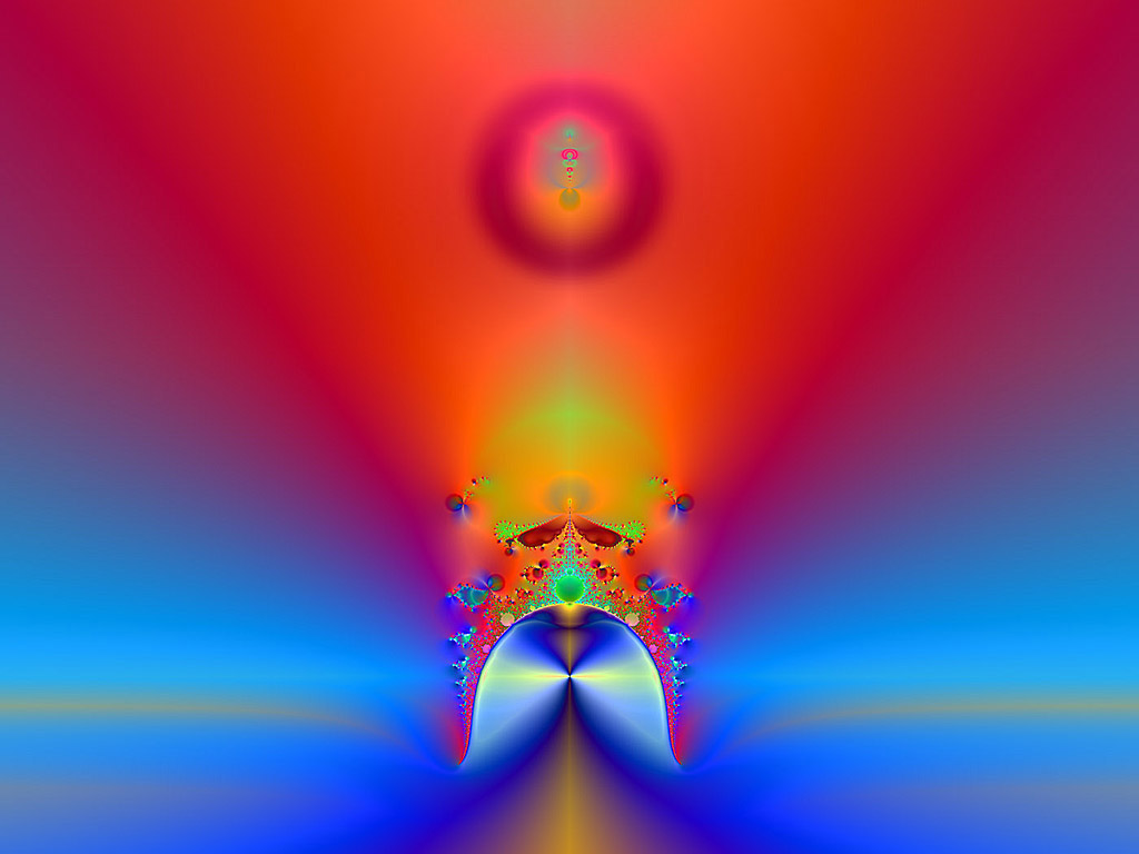 Fraktal - Kostenloses Hintergrundbild - Farben: blau, orange, gelb