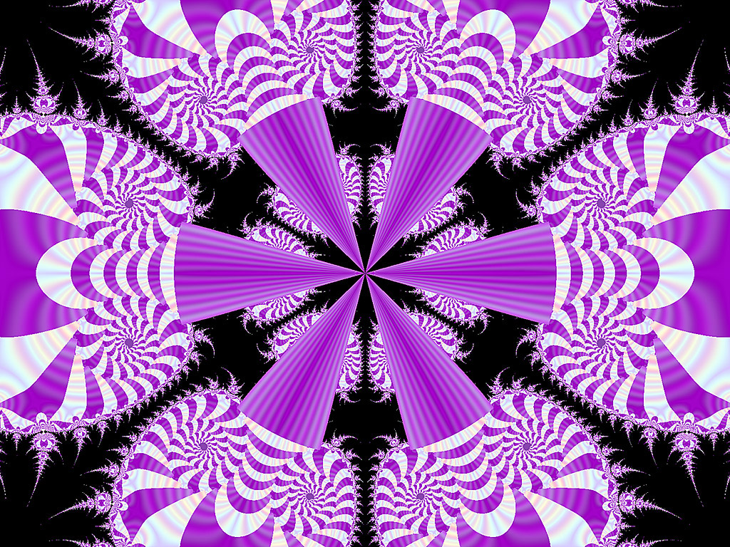 Fraktal - Kostenloses Hintergrundbild - schwarzer Hintergrund; Muster: lila und weiss