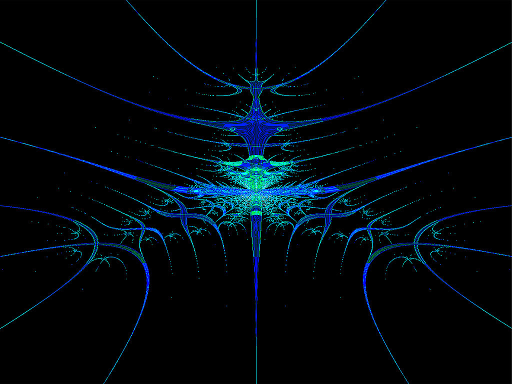 Fraktal - Kostenloses Hintergrundbild - schwarzer Hintergrund, blaue Strahlen