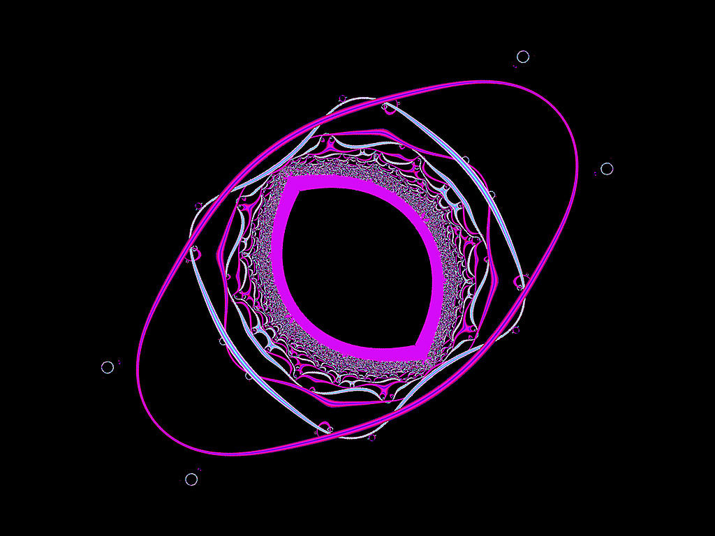 Fraktal - Kostenloses Hintergrundbild - schwarzer Hintergrund, Muster: pink und weiss