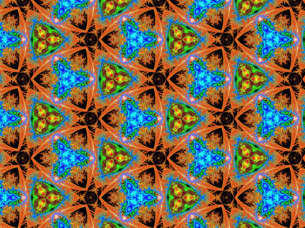 Kaleidoskop - Nahtloser Hintergrund kostenlos - Farbe: schwarz-orange-blau-grün