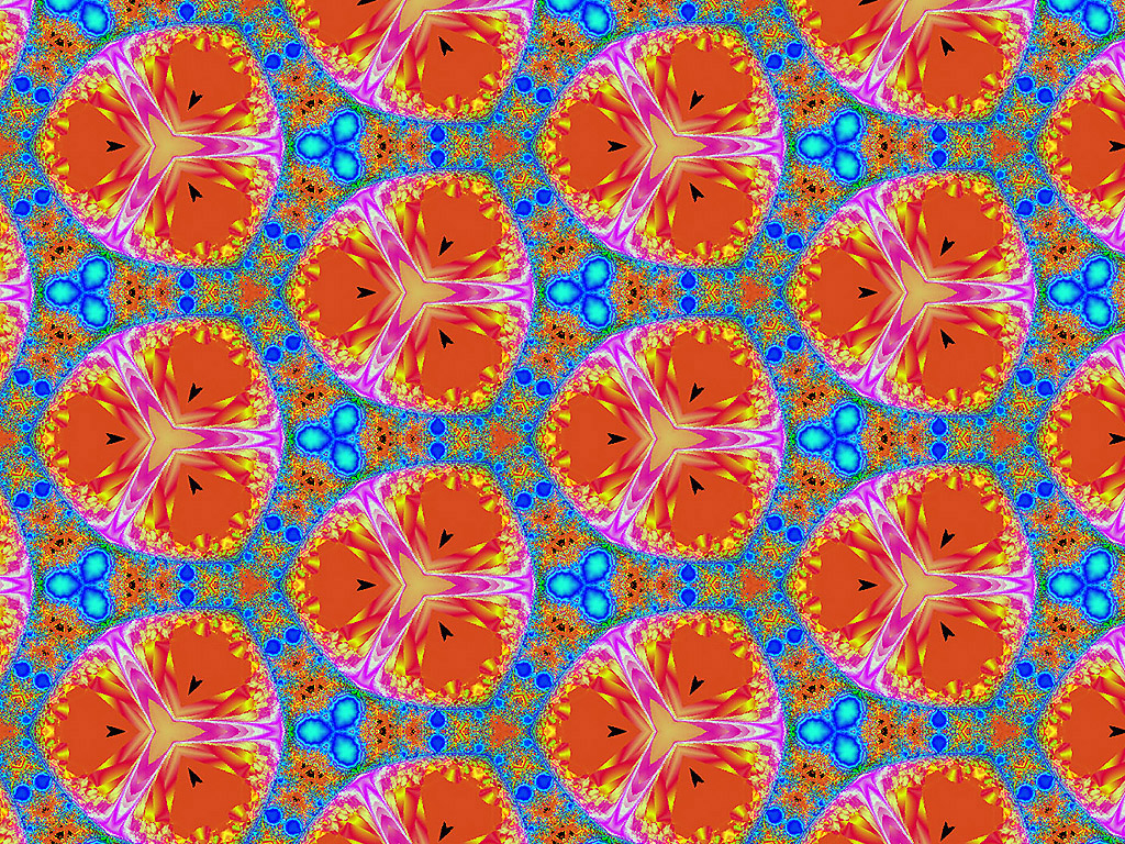 Kaleidoskop - Nahtloser Hintergrund kostenlos - Farben: blau-orange-pink-gelb