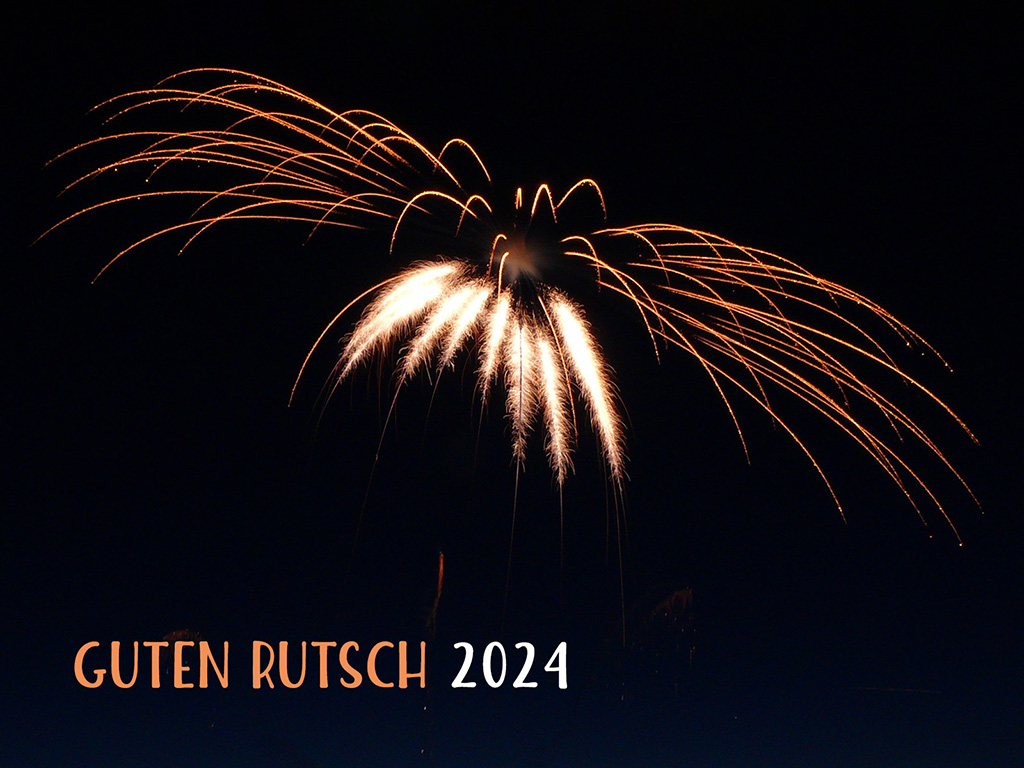 Neujahrsgruss mit Feuerwerk 2024 - frohes Neues Jahr