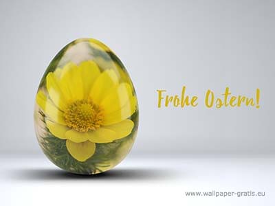 Frohe Ostern! - Osterei mit Blume