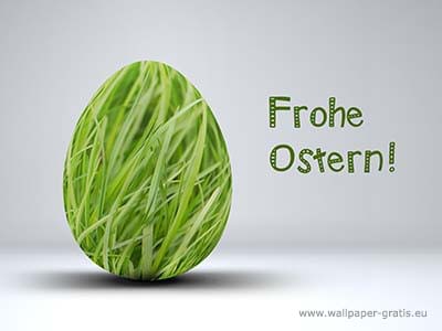 Frohe Ostern! - Osterei mit Gras