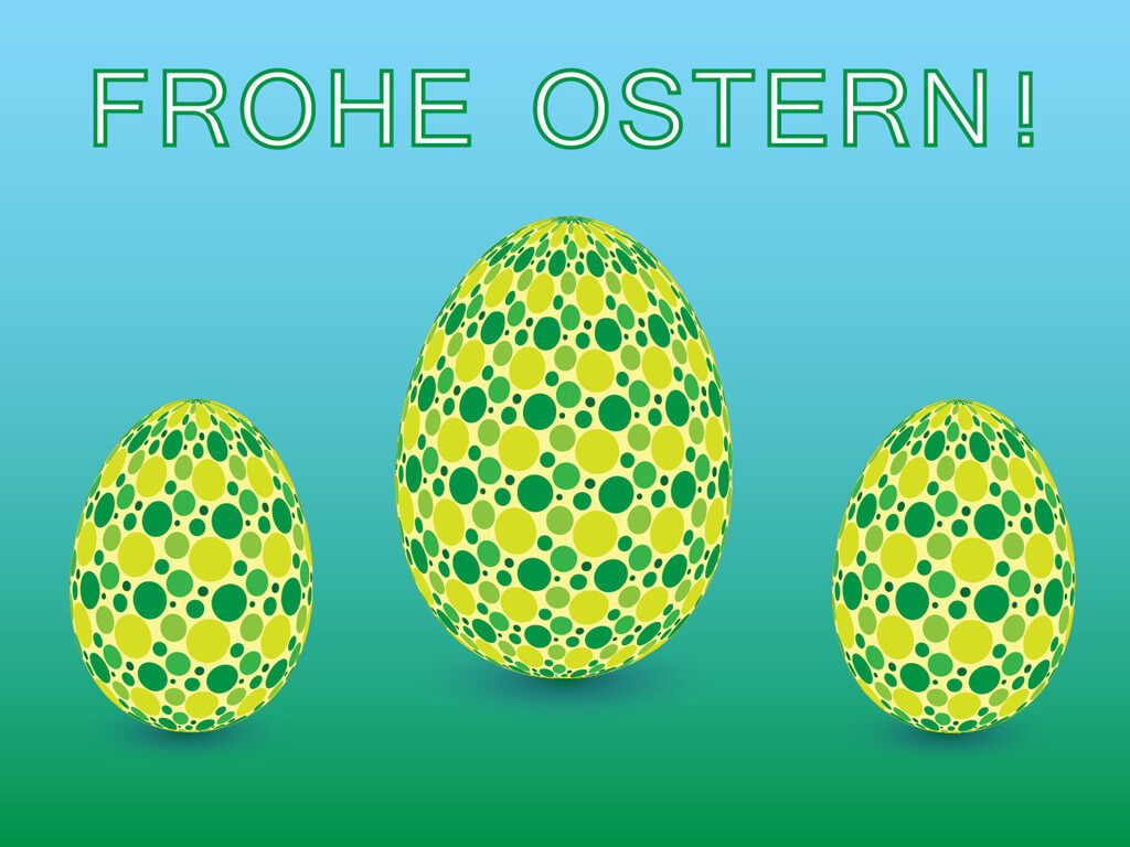 Frohe Ostern - Ostereier mit grünen Punkten