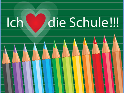 Ich liebe die Schule - bunte Bleistifte