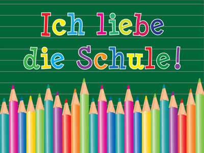 Ich liebe die Schule - bunte Bleistifte