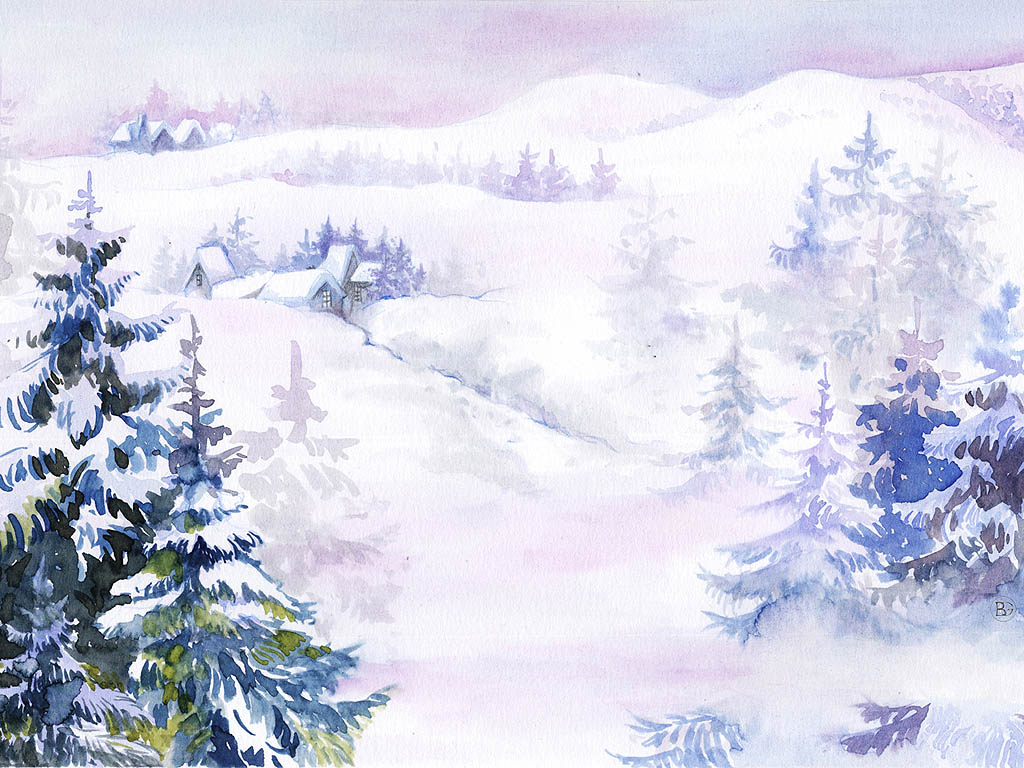 Schneebedeckte Tannenbäume - Wintermärchen - Kostenloses Hintergrundbild