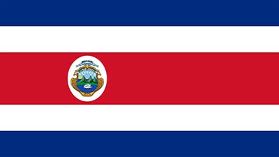 Costa Rica Nationalflagge - blau, weiss, rot