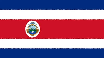 Costa Rica Nationalflagge - blau, weiss, rot