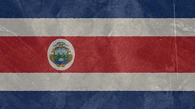 Costa Rica Nationalflagge - blau, weiss, rot