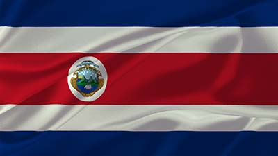 Costa Rica Nationalflagge - blau, weiss, rot