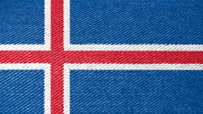 Isländische Nationalflagge - ein weiß-rotes Kreuz auf dunkelblauem Grund