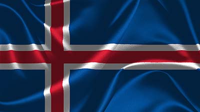 Isländische Nationalflagge - ein weiß-rotes Kreuz auf dunkelblauem Grund