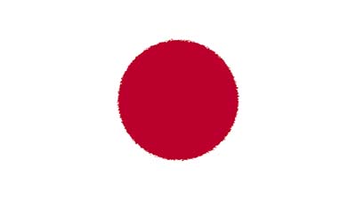 Japan Nationalflagge zeigt auf weißem Grund einen mittig angeordneten großen zinnoberroten Kreis als Sonnensymbol