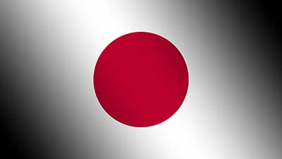 Japan Nationalflagge zeigt auf weißem Grund einen mittig angeordneten großen zinnoberroten Kreis als Sonnensymbol