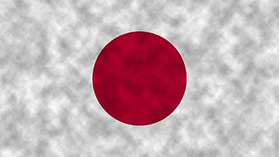 Japan Nationalflagge zeigt auf weißem Grund einen mittig angeordneten großen zinnoberroten Kreis als Sonnensymbol