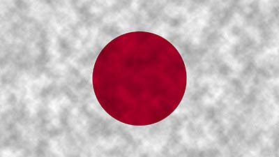 Japan Nationalflagge zeigt auf weißem Grund einen mittig angeordneten großen zinnoberroten Kreis als Sonnensymbol