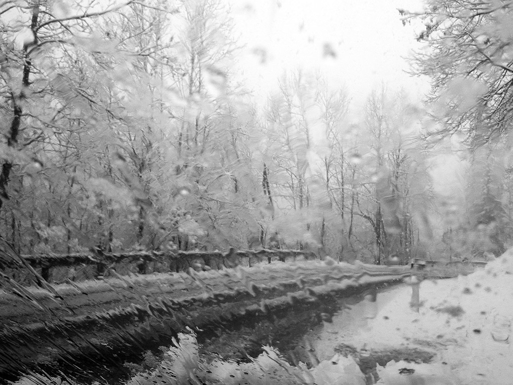 Unterwegs bei Schneefall - Winter