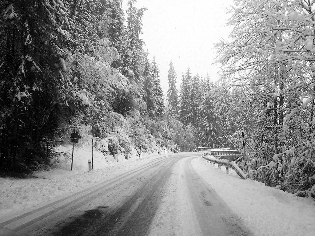 Unterwegs bei Schneefall - Winter