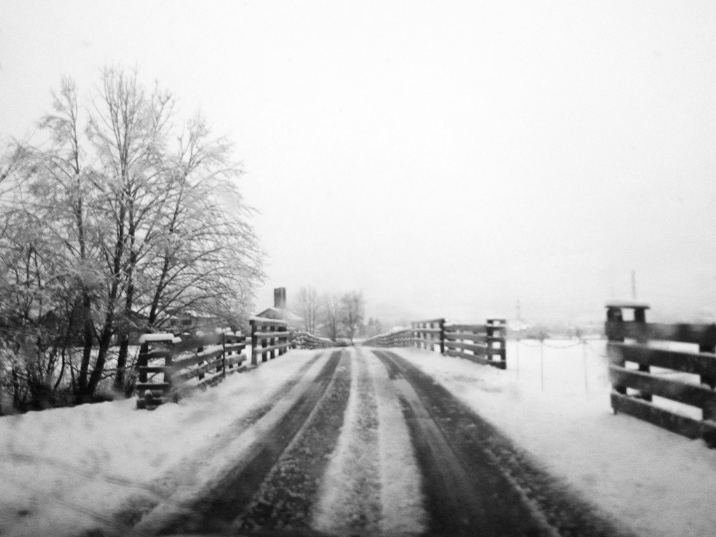 Unterwegs bei Schneefall - Winter