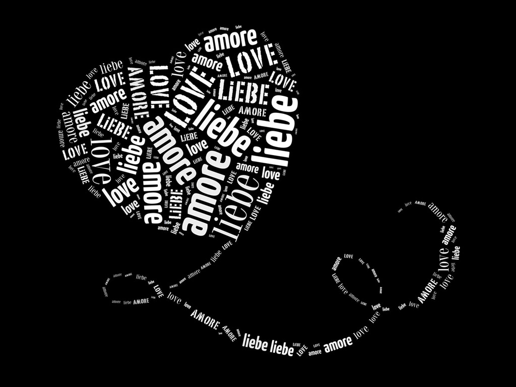 Herz / Liebe / Love / Amore - Wordcloud - Stichwortwolke. 