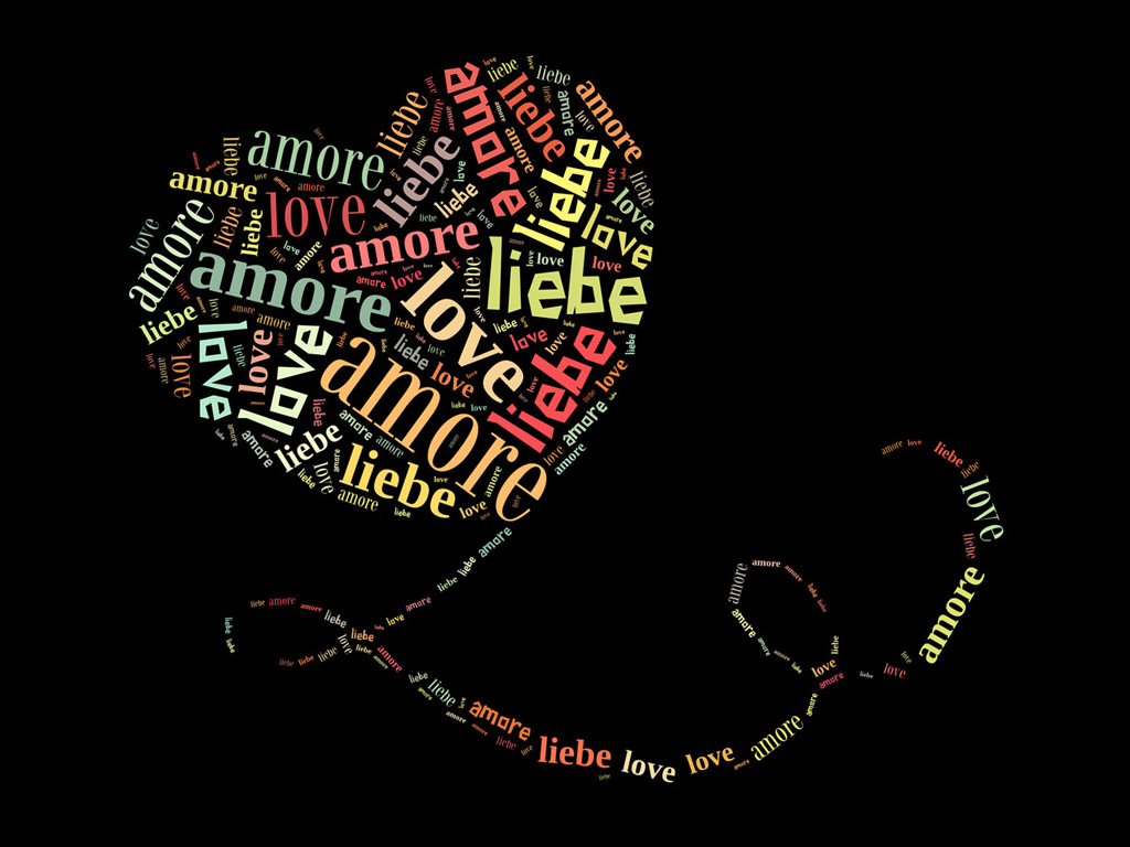 Herz / Liebe / Love / Amore - Wordcloud - Stichwortwolke