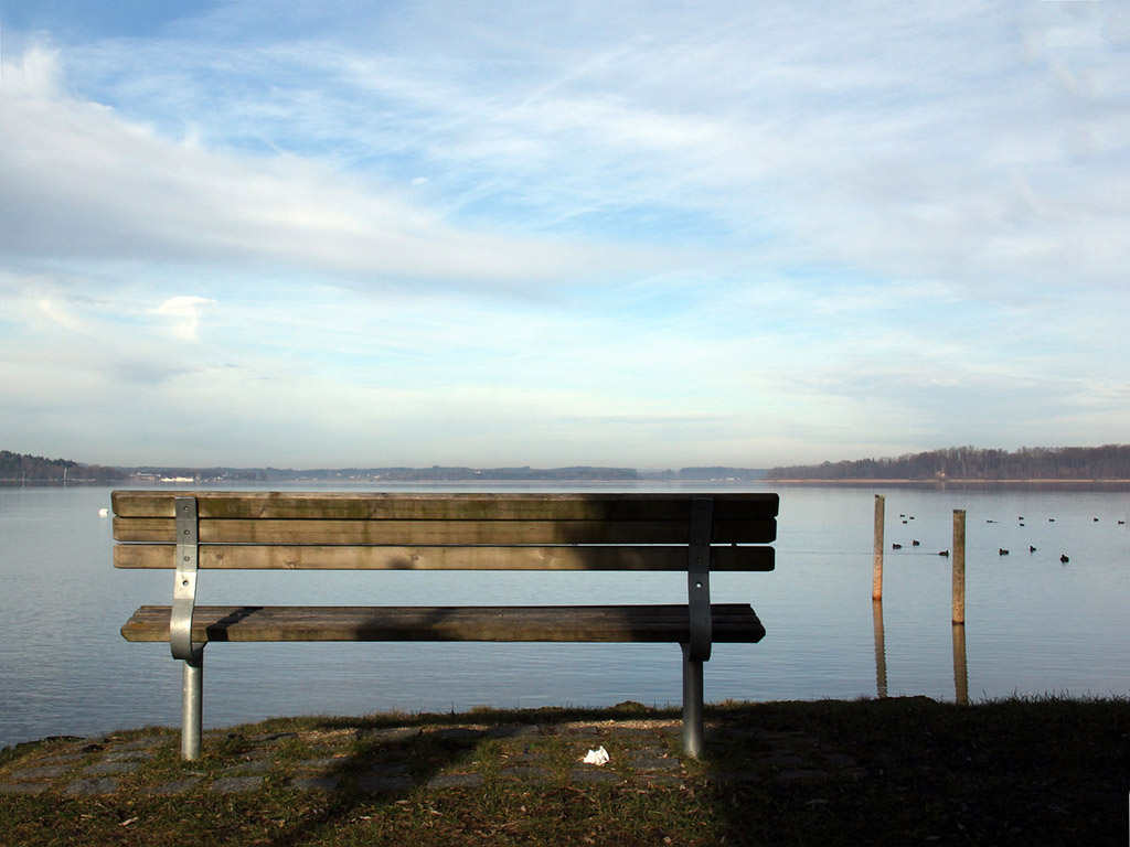 Chiemsee, Deutschland - 01-01-2013 - das bayerische Meer - Kostenloses Hintergrundbild / Sitzbank