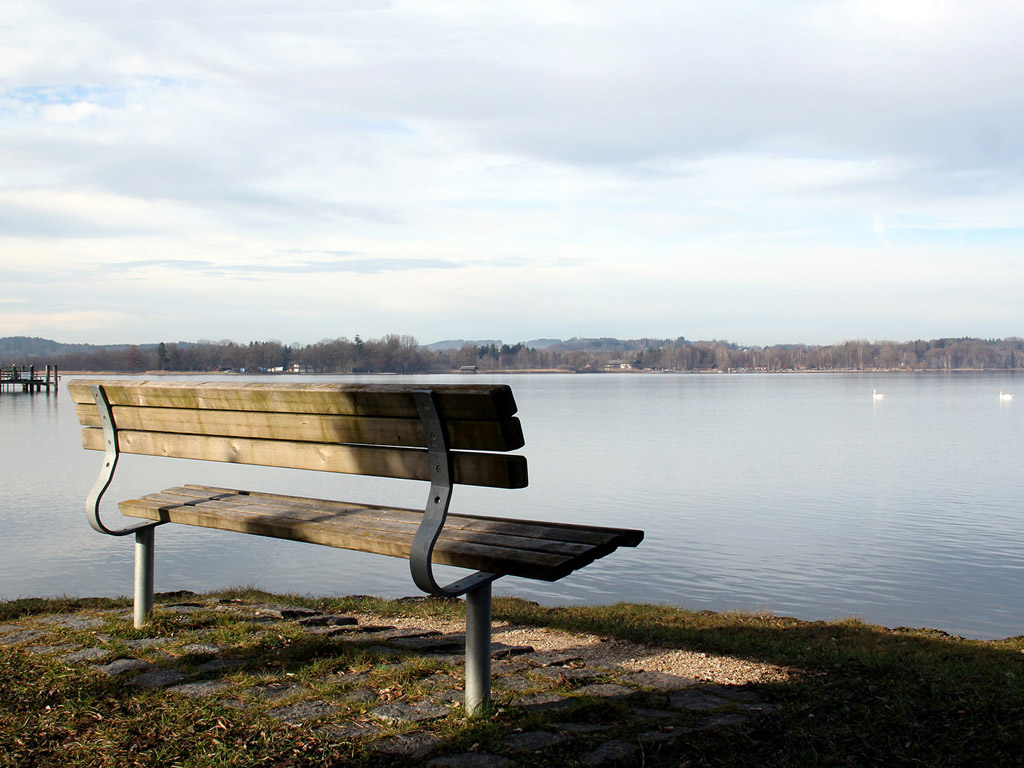 Chiemsee, Deutschland - 01-01-2013 - das bayerische Meer - Kostenloses Hintergrundbild / Sitzbank