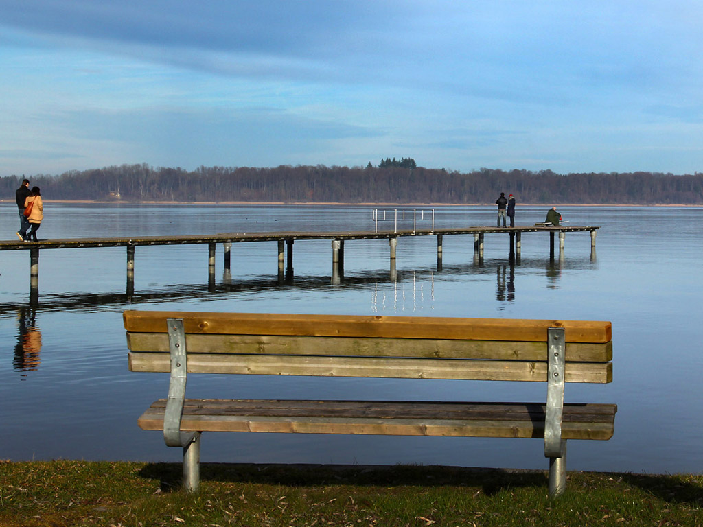 Chiemsee, Deutschland - 01-01-2013 - das bayerische Meer - Kostenloses Hintergrundbild / Sitzbank, Seebrücke