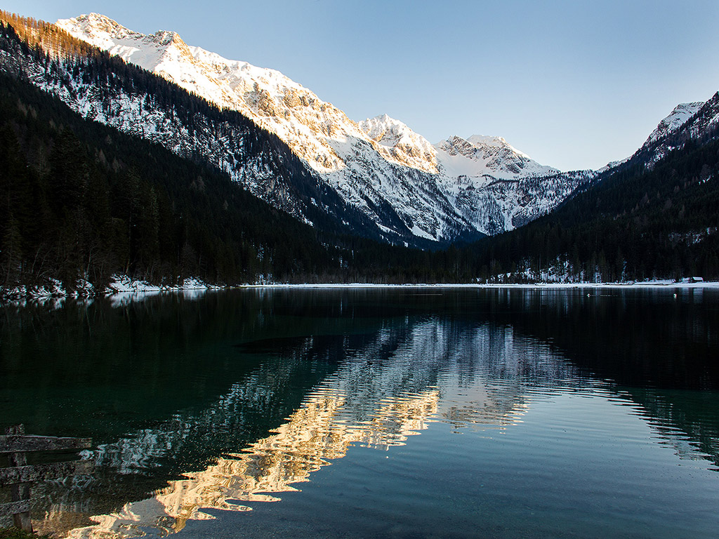 Der Jägersee in Kleinarl, Ősterreich im März 2014