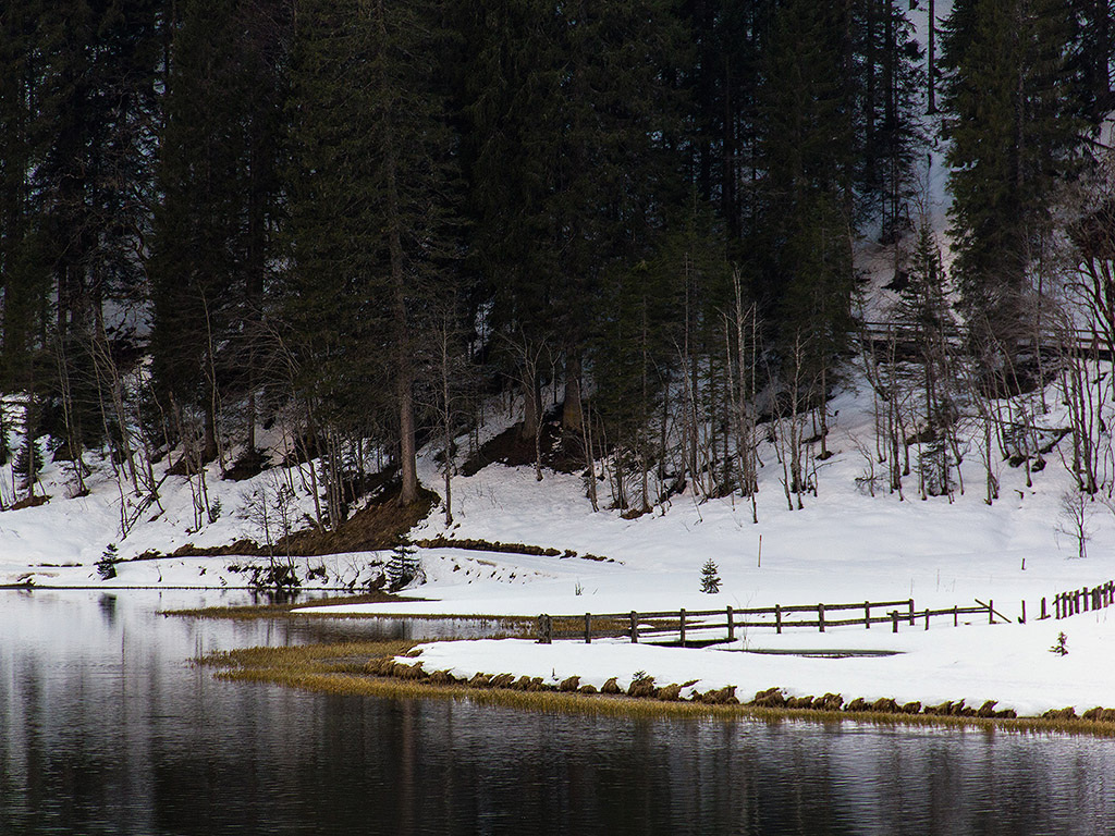 Der Jägersee in Kleinarl, Ősterreich im März 2014