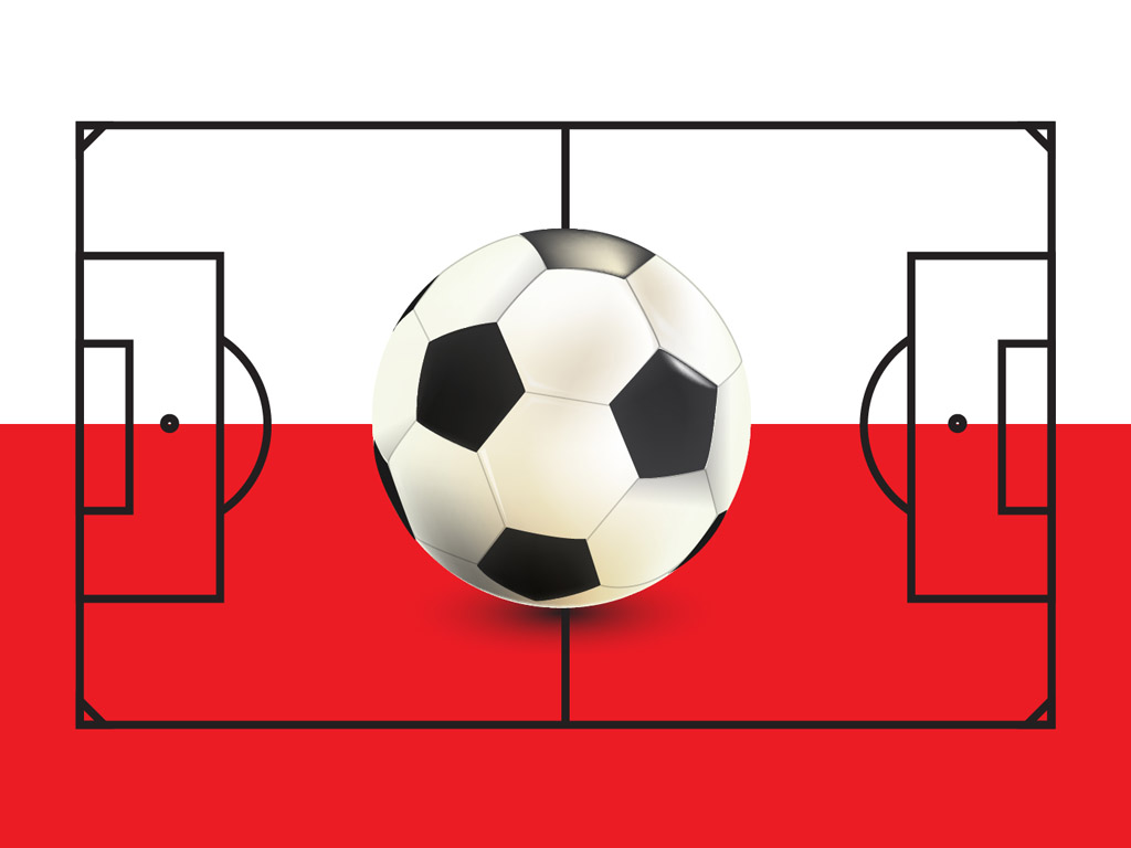 Fussball-Ball & polnische Flagge - Hintergrundbild kostenlos